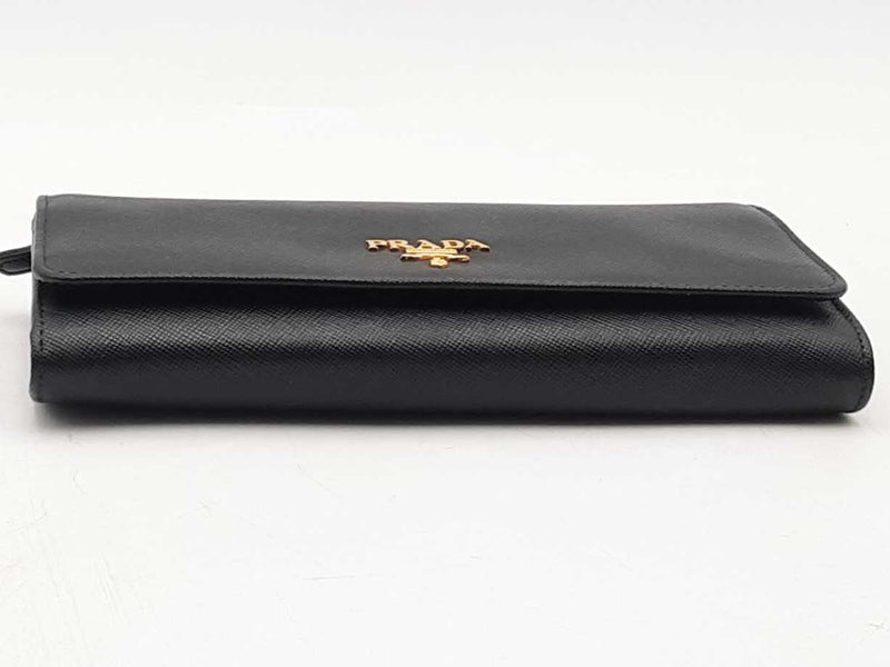 Prada Saffiano Leather Wallet Black Aa1125orzsa