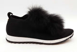 Jimmy Choo Norway Black Knit Norway Fur Pom-pom Sneakers Size 43 Eb0226lxzde