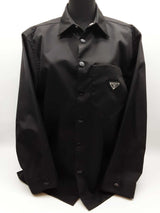 Prada Re-nylon Black Long Sleeve Snap Button Up Shirt Size Sm Do0425wxzde
