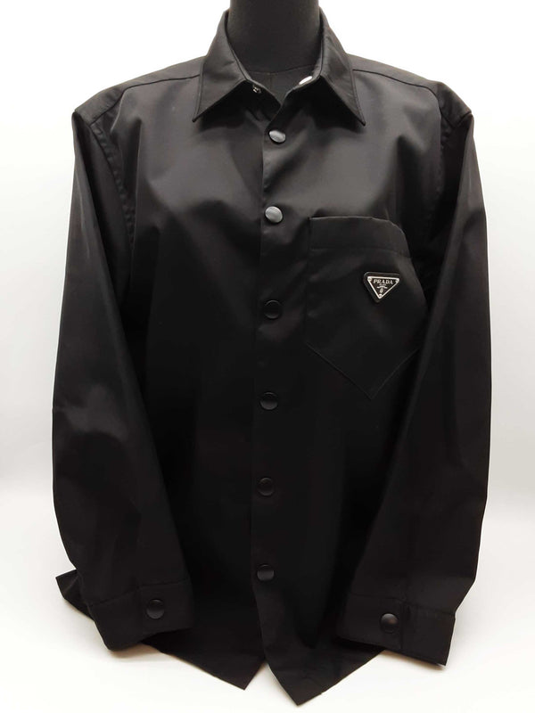 Prada Re-nylon Black Long Sleeve Snap Button Up Shirt Size Sm Do0425wxzde
