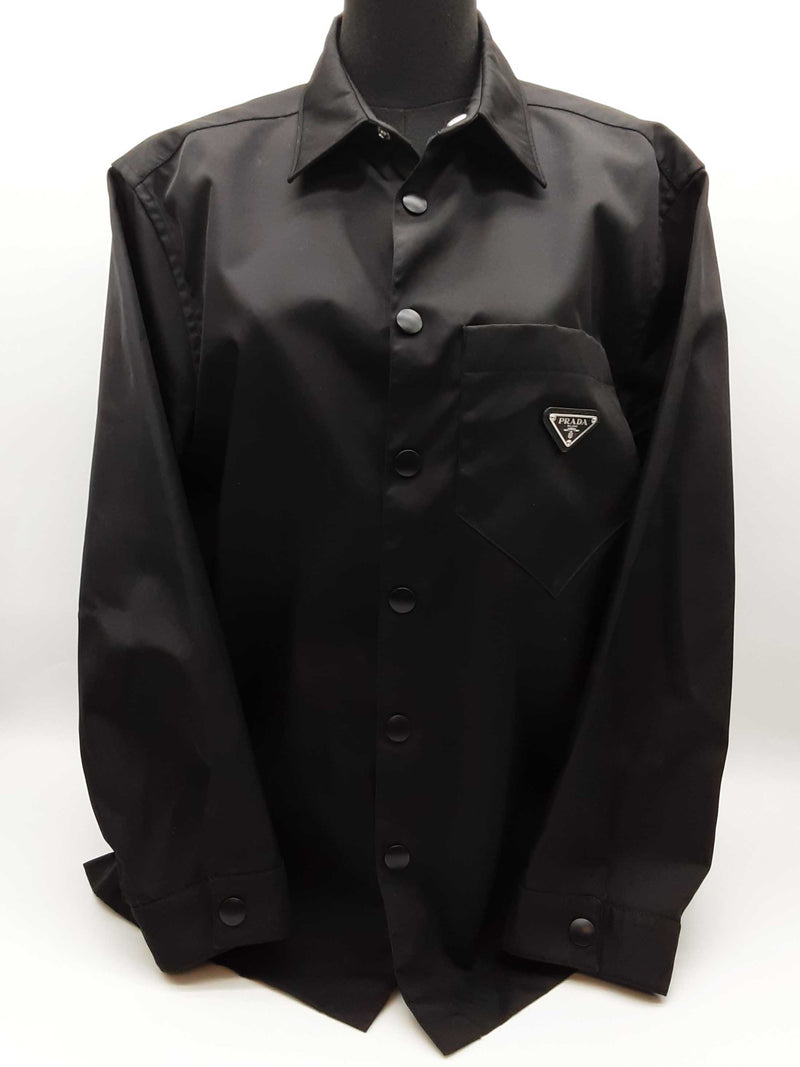 Prada Re-nylon Black Long Sleeve Snap Button Up Shirt Size Sm Do0425wxzde