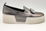 Karl Lagerfeld Lamirra Silver Metallic Platform Sneakers Size 40 Eb0523lrzsa