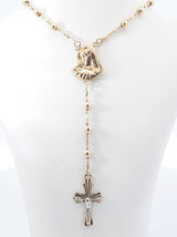 14k Yellow Gold Rosary-style Mary & Crucifix Necklace 5.4g 17 Inch Fw0826wszdu