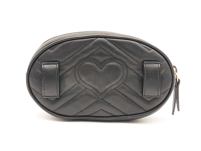 Gucci Gg Marmont Black Matelassé Leather Oval Belt Bag Fw1124oxzsa