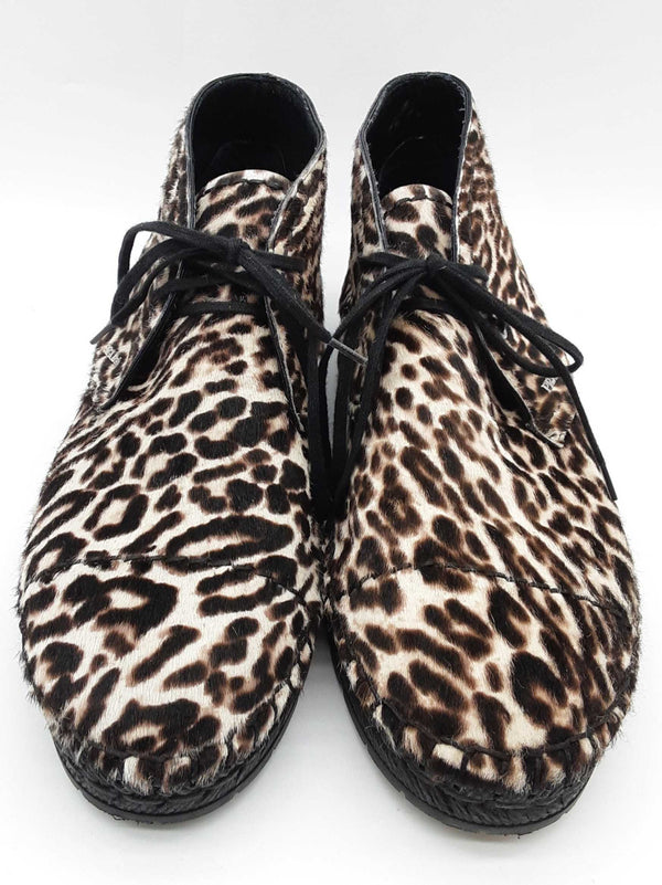 Prada Espadrille Leopard Print Calfhair Ankle Boots Size Eu 38.5 Do0725rxde