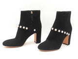 Kate Spade Stunner Faux Pearl Booties In Black Suede Size Us 9.5b Fw0725ixdu