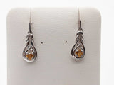 Citrine 0.925 Sterling Silver 1.8g Knot Dangle Stud Earrings Do0725lrde