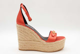 Versace Medusa Satin Espadrille Wedge Sandals Size 38 Eb0326lrxde
