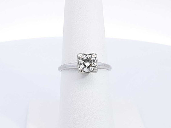 0.70 Cttw Diamond & 14k White Gold Solitaire Ring 2.3 Grams Size 7 Fw1224rxzdu