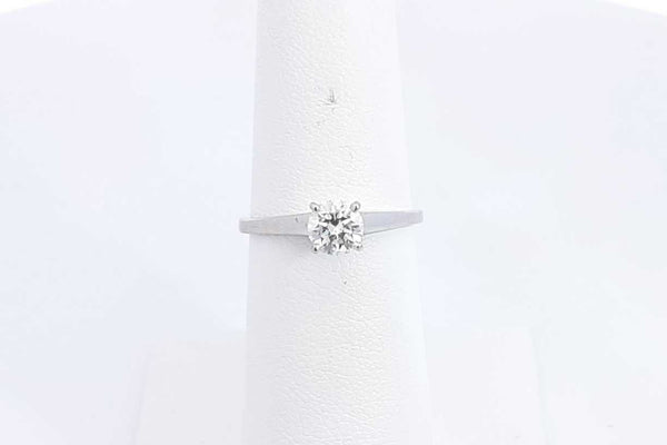 Diamond Solitaire Approx. 0.53ctw Ring In 14k White Gold 2.12g Sz 6 Eb1023corsa