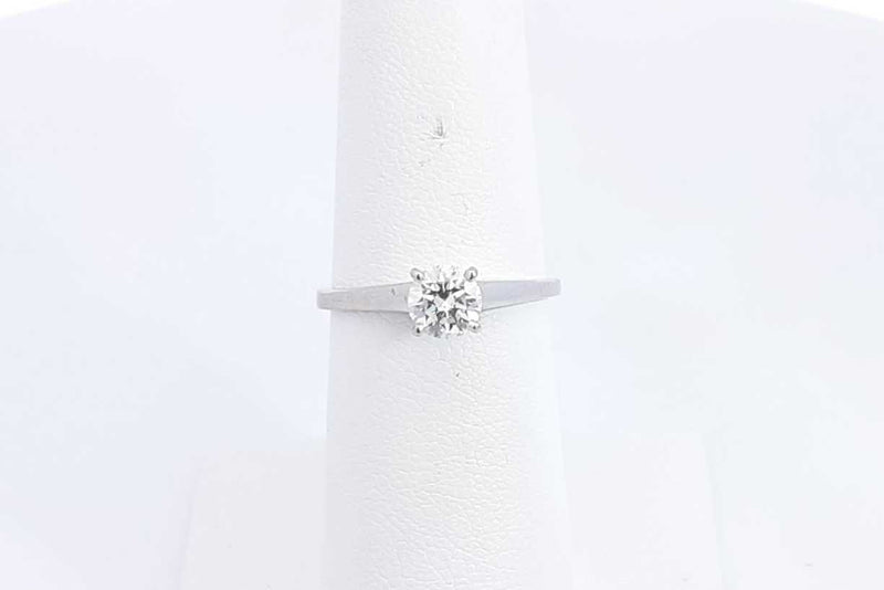 Diamond Solitaire Approx. 0.53ctw Ring In 14k White Gold 2.12g Sz 6 Eb1023corsa