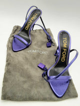 Tom Ford Padlock Purple Leather Ankle Wrap Heels Size 38.5 Eb0225oxzsa