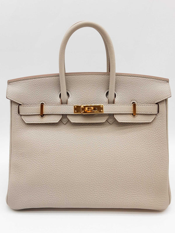 Hermes Birkin 25 Gris Neve Gray Togo Gold Hardware Handbag Do0725lirxzde
