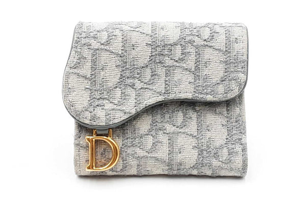 Dior Saddle Lotus Gray Oblique Jacquard Wallet Eb1224prxdu