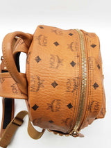 Mcm Stark Cognac Tan Visetos Coated Canvas Side Studded Backpack Do0825lexde