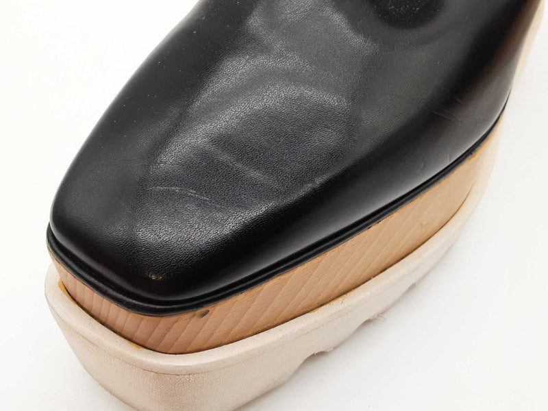 Stellar Mccartney Elyse Black Leather Wood Platform Shoes Size Eu 39 Do0925cxde