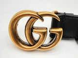 Gucci Gg Black Marmont Thin Leather Belt Size 65/26 Do1224crde