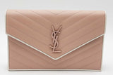 Yves Saint Laurent Grain De Poudre Chevron Envelope Chain Wallet Eb0726prxdu