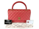 Chanel Red Caviar Large Coco Top Handle Red/ Handbag Jg0807rzxzmia