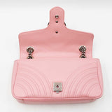Gucci Marmont Medium Shoulder Bag In Pink Matelassé Chevron Leather Fw0925przdu