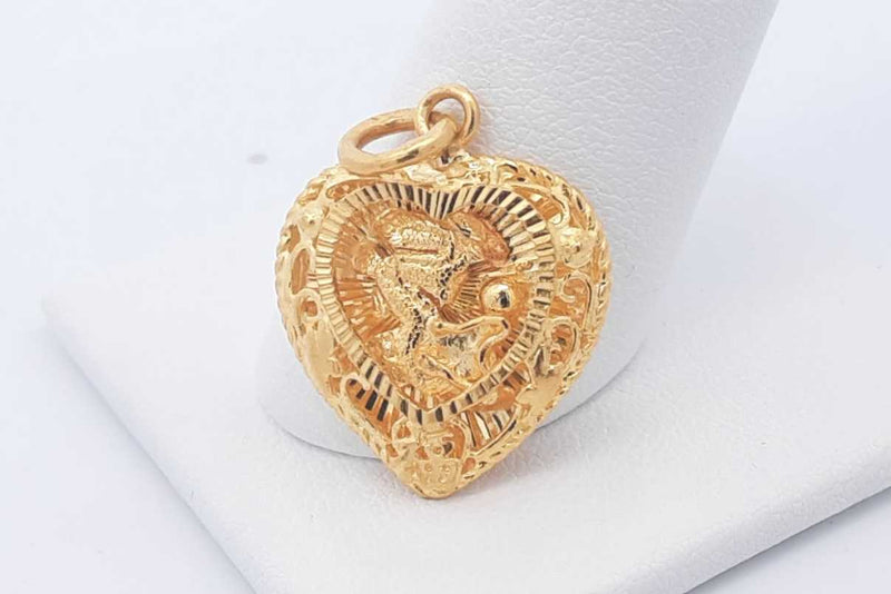 22k Yellow Gold Heart Pendant 3.8 Grams Eb1124orxsa