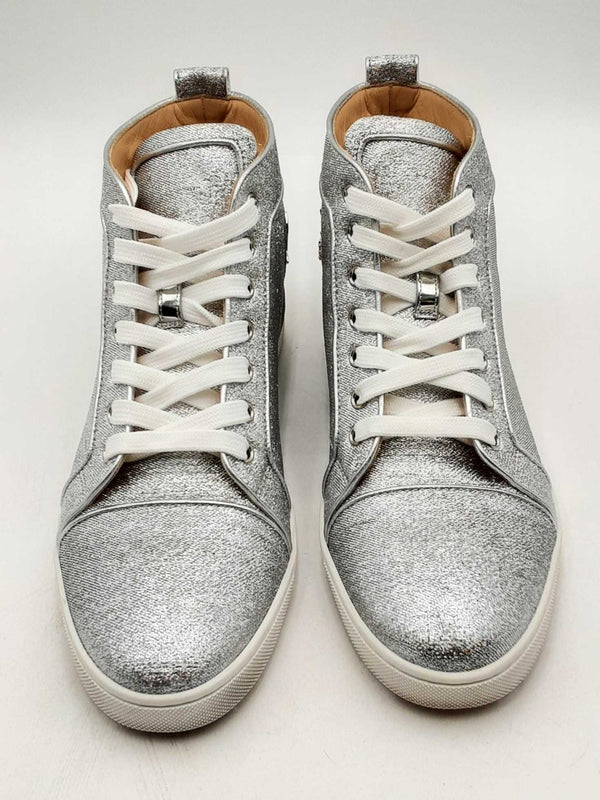 Christian Louboutin Silver Bip Bip Orlato Flat Lurex Sneakers Size 41 Eb125oxzsa