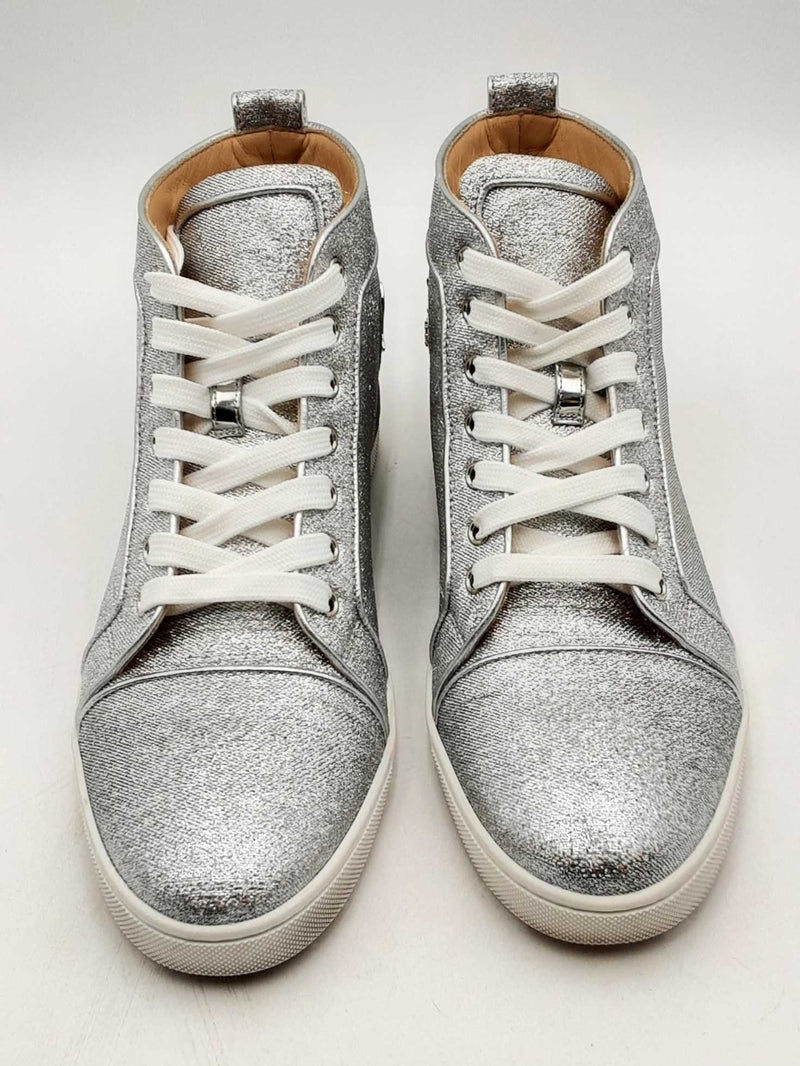 Christian Louboutin Silver Bip Bip Orlato Flat Lurex Sneakers Size 41 Eb125oxzsa