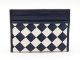 Michael Kors Reed Large Card Holder In Navy & White Woven Leather Fw0826wzdu