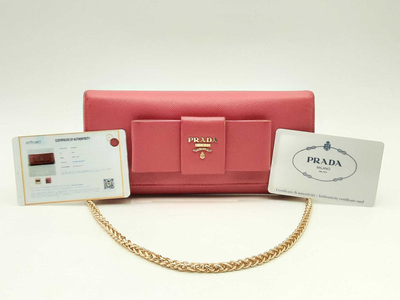 Prada Ribbon Saffiano Leather Long Wallet On Chain Fw0125lrxsa