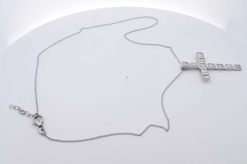 1.32ctw Lab Grown Diamond Cross Pendant Necklace Sterling Silver 19in Eb325llwsa
