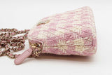 Chanel Mini Pink & White Tweed Quilted Clutch With Chain Eb0926oxxzde