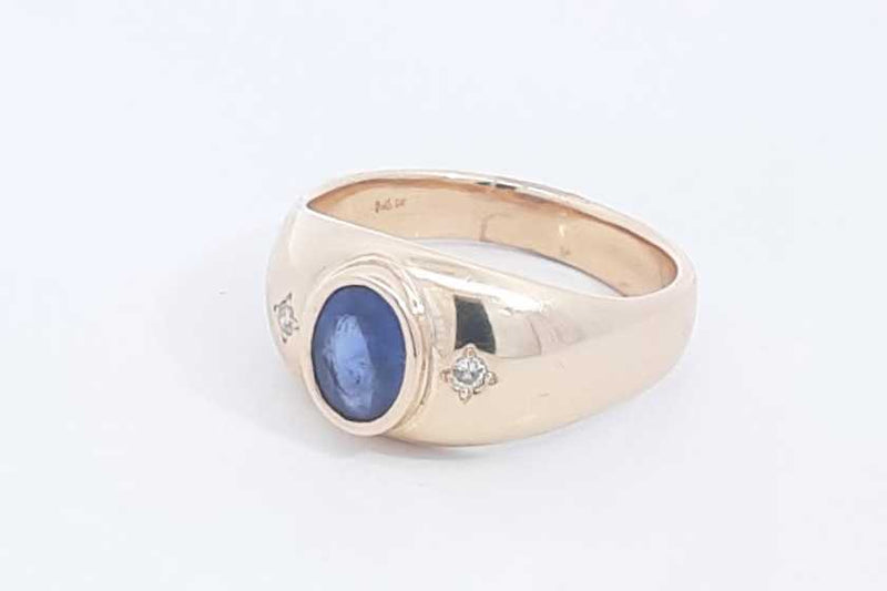 Sapphire & Diamond Ring In 14k Yellow Gold 7.5 Grams Size 9 Eb0425oirsa
