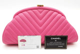 Chanel Quilted Cheveron Pink Lambskin Clutch Eb1225wxxzde