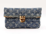 Louis Vuitton Pochette Plat Clutch In Monogram Blue Denim Fw0526crzdu