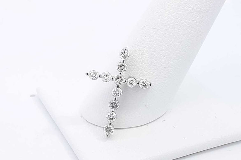 Approx. 1.08ctw Diamond Cross Pendant In 14k White Gold 4.1 Grams Eb0223cxzsa