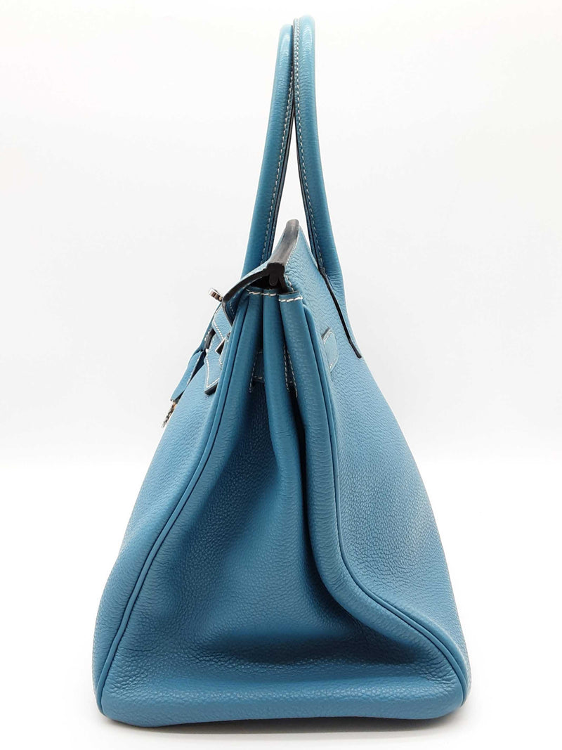Hermes Birkin 35 Bleu Jean Blue Clemence Palladium Hardware Handbag Do0925erxzde