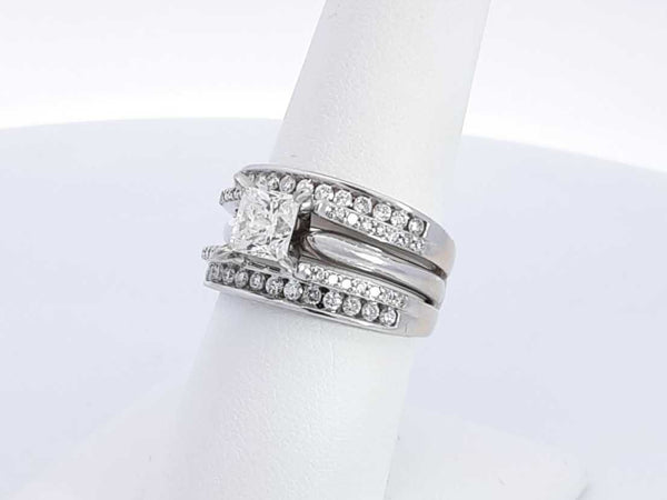 1.96 Cttw Diamond & 14k White Gold Bridal Set 8.5 Grams Size 7 Fw0724ozxzdu