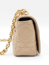 Christian Dior Small Soft Caro Bag In Beige Macrocannage Lambskin Fw0326srxdu