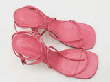Bottega Veneta T-strap Heeled Sandals In Pink Leather Size Us 9.5 Fw0226crdu