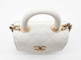 Chanel Coco Handle Micro White Leather Flap Crossbody Bag Sddo1125lczxde