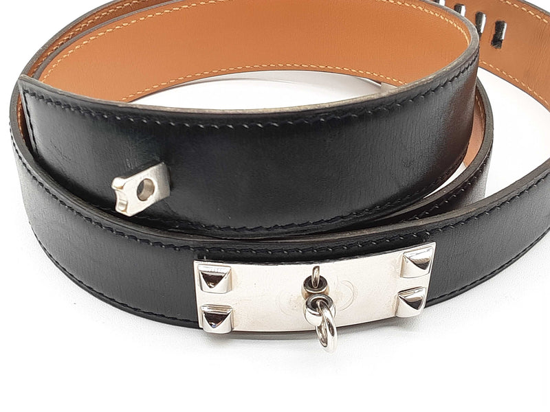 Hermes Collier De Chien Black Leather Belt Size 95 Cm/ 37.5 In Do0624wxzde