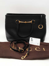 Gucci Bright Bit Convertible Black Leather Tote Bag Eb0126wxzsa