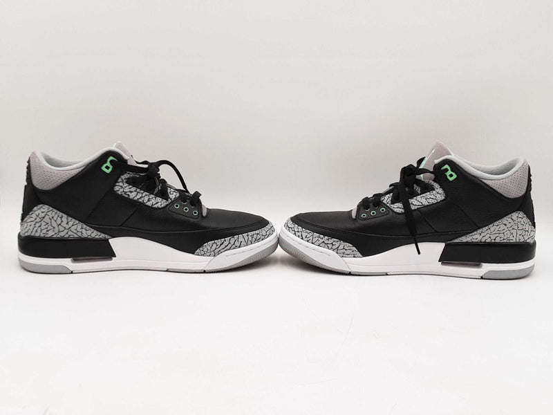 Nike Air Jordan 3 Retro "Green Glow" Black Leather Sneakers Size 11 Fw0825ezdu