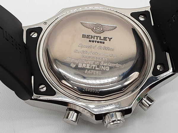 Breitling A47362 49 Bentley Gmt Black Dial Rubber Band Steel Watch Do0825lxzxde