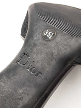 Dior Diorissimo Black Jacquard & Leather Logo Peep-toe Heels Size 5.5 Fw1026cxdu