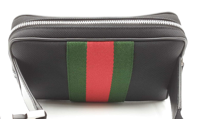 Gucci Techno Web Stripe Black Canvas Belt Bag Eb0524wrxdu