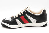 Gucci Screener Black & White Leather Sneakers Size 6.5 Eb1225oxzdu