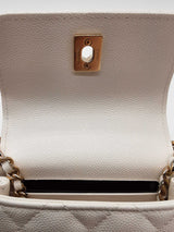 Chanel Coco Handle Micro White Leather Flap Crossbody Bag Sddo1125lczxde