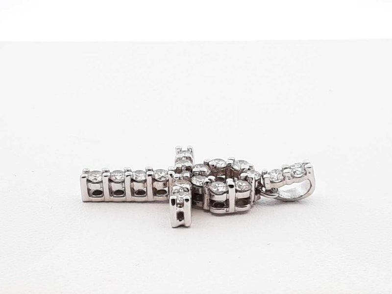1.26 Cttw Diamond & 10k White Gold Ankh Pendant Fwlrzdu