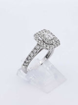 1.32 Cttw Diamond & 14k White Gold Double Halo Ring 4.1 Gram Sz 6.75 Fw0725pzxdu
